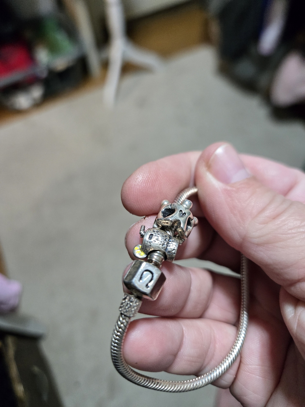 Chamilia Silver Charm Bracelet with 2 Chamilia Beads